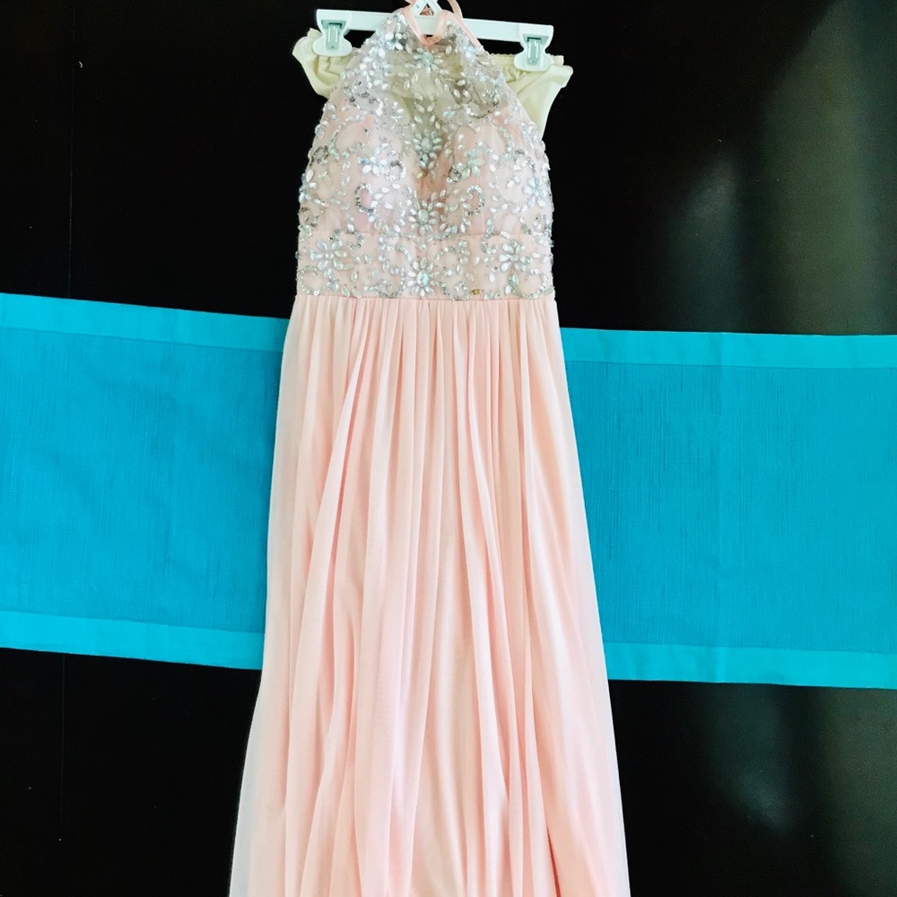 Homecoming Backless Pale Pink Gemstone Dress